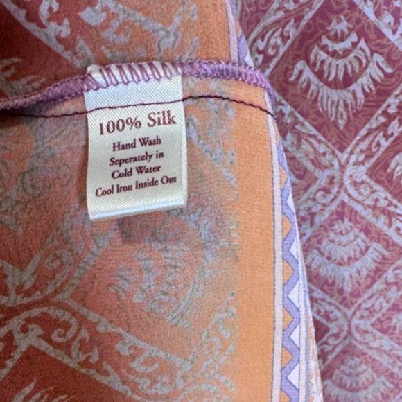 Indie Ella | 100% Silk Colourful Patterned Shift Dress | Small/Medium - Picture 8 of 8